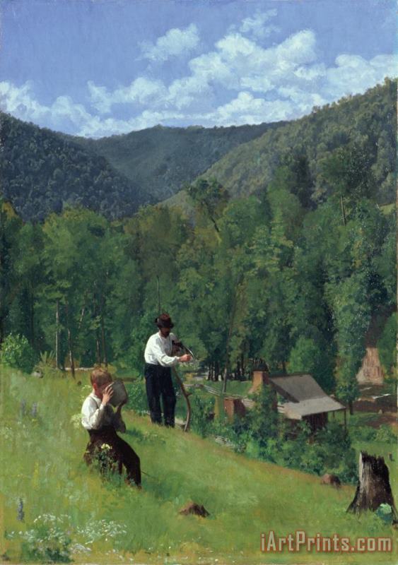 Thomas Pollock Anschutz The Farmer and His Son at Harvesting Art Print