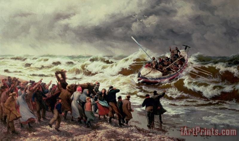 The Return of the Lifeboat painting - Thomas Rose Miles The Return of the Lifeboat Art Print