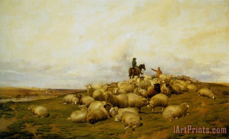 Thomas Sidney Cooper A Shepherd with His Flock Art Painting