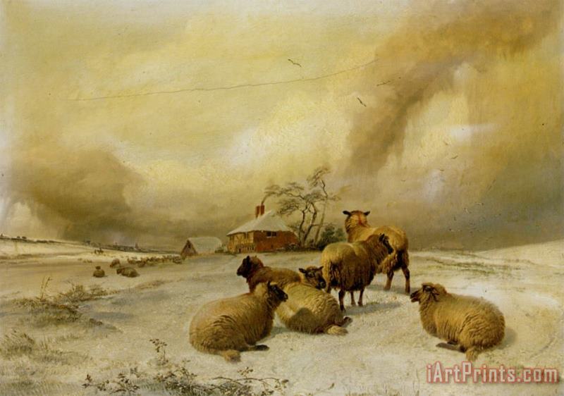 Thomas Sidney Cooper Sheep in a Winter Landscape Art Print