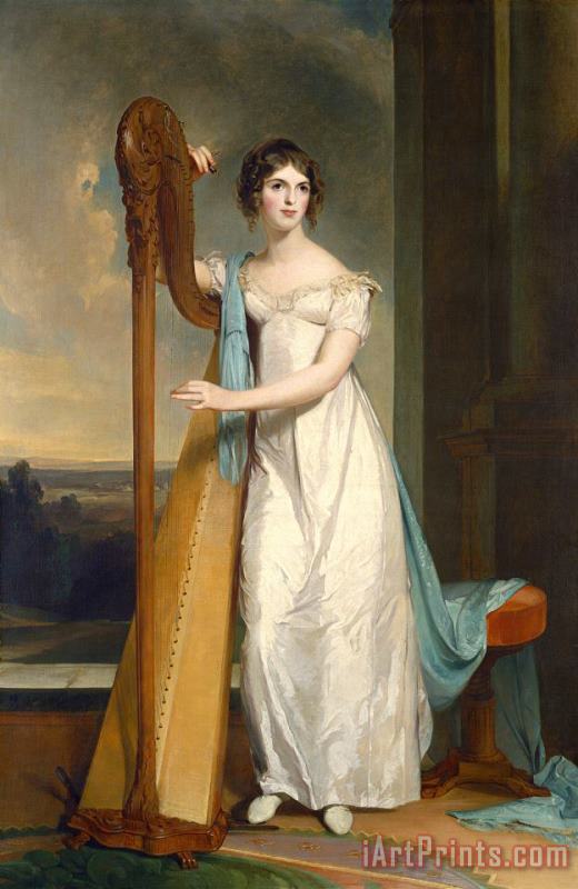 Lady with a Harp: Eliza Ridgely painting - Thomas Sully Lady with a Harp: Eliza Ridgely Art Print