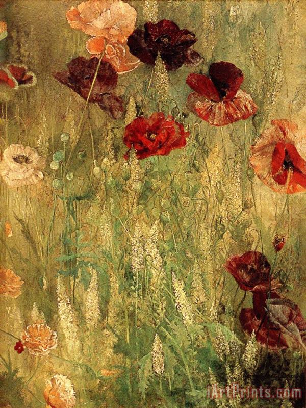 Poppies And Italian Mignotte painting - Thomas Wilmer Dewing Poppies And Italian Mignotte Art Print