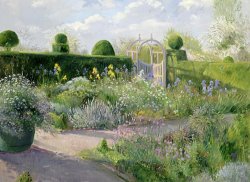 Timothy Easton Irises in the Herb Garden painting