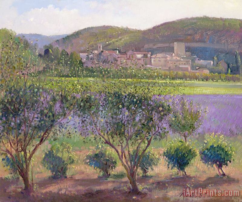 Timothy Easton Lavender Seen Through Quince Trees Art Print