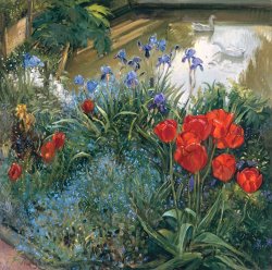 Timothy Easton Red Tulips And Geese painting Timothy Easton Red Tulips And Geese painting