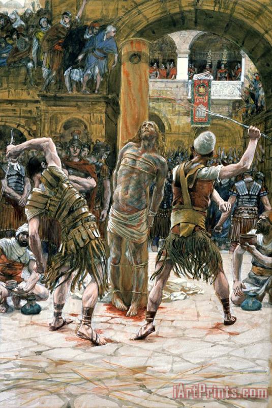 The Scourging painting - Tissot The Scourging Art Print