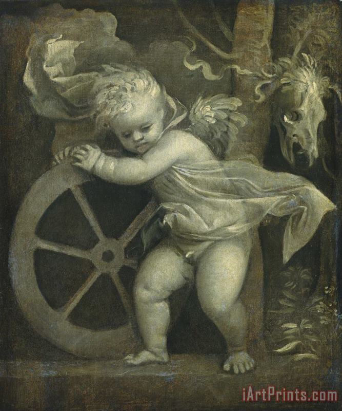 Titian Cupid with The Wheel of Fortune Art Painting