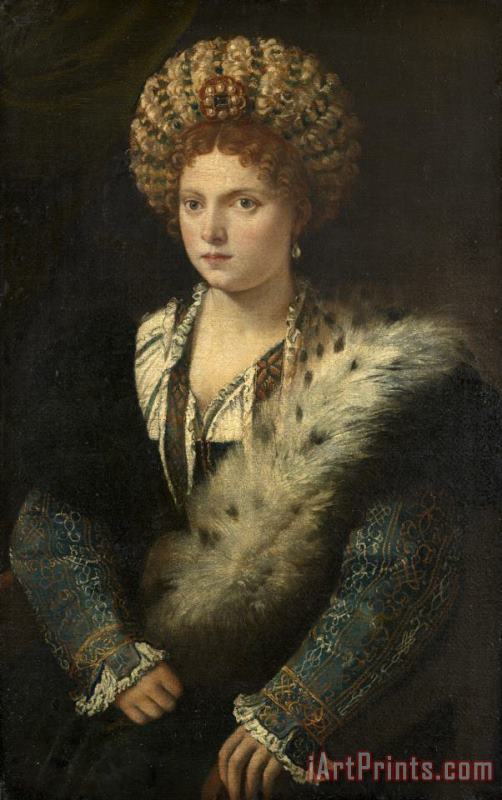 Isabella D'este, Margravine of Mantua painting - Titian Isabella D'este, Margravine of Mantua Art Print