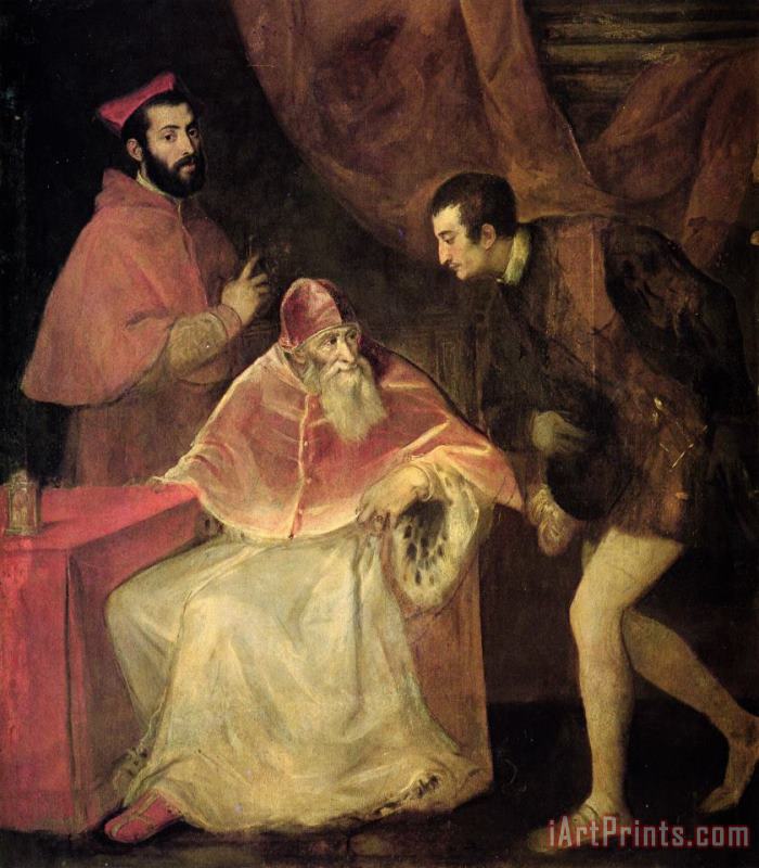 Titian Pope Paul III And Nephews Art Painting