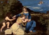 Cartouche with The Virgin And Child And Saint Anne Prints - The Virgin And Child with Saints by Titian
