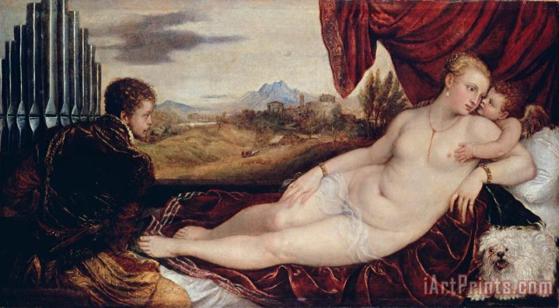 Venus with The Organ Player painting - Titian Venus with The Organ Player Art Print
