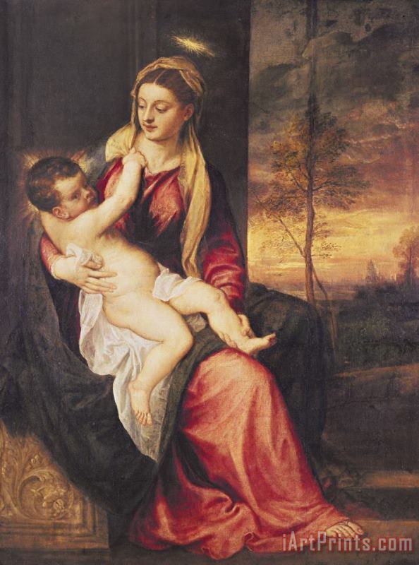 Titian Virgin with Child at Sunset Art Print