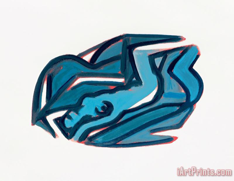 Blue Nude #5, 2002 painting - Tom Wesselmann Blue Nude #5, 2002 Art Print