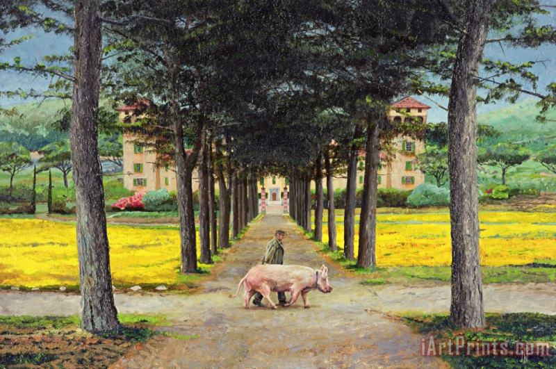 Trevor Neal Big Pig - Pistoia -Tuscany Art Painting