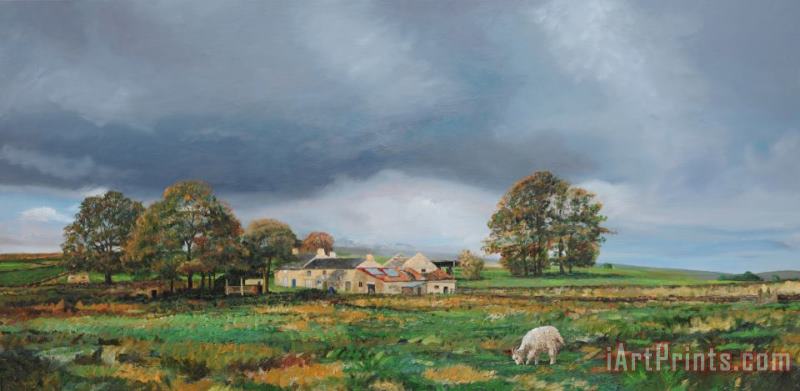 Old Farm - Monyash - Derbyshire painting - Trevor Neal Old Farm - Monyash - Derbyshire Art Print