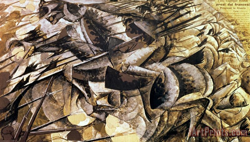 The Charge of the Lancers painting - Umberto Boccioni The Charge of the Lancers Art Print