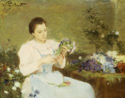Victor Gabriel Gilbert Arranging Flowers For A Spring Bouquet