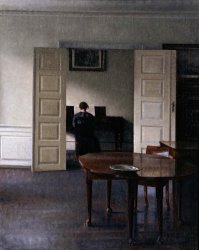 Vilhelm Hammershoi Interior with Ida Playing The Piano painting