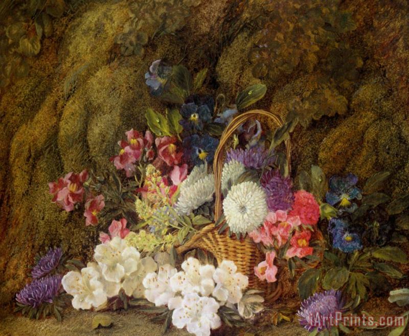 Still Life with a Basket of Flowers painting - Vincent Clare Still Life with a Basket of Flowers Art Print