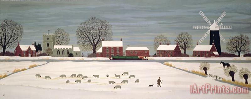 Vincent Haddelsey Winter Scene In Lincolnshire Art Print