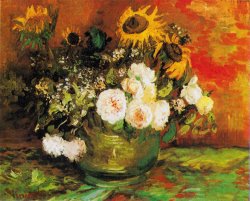 Vincent van Gogh Bowl with Sunflowers, Roses And Other Flowers painting