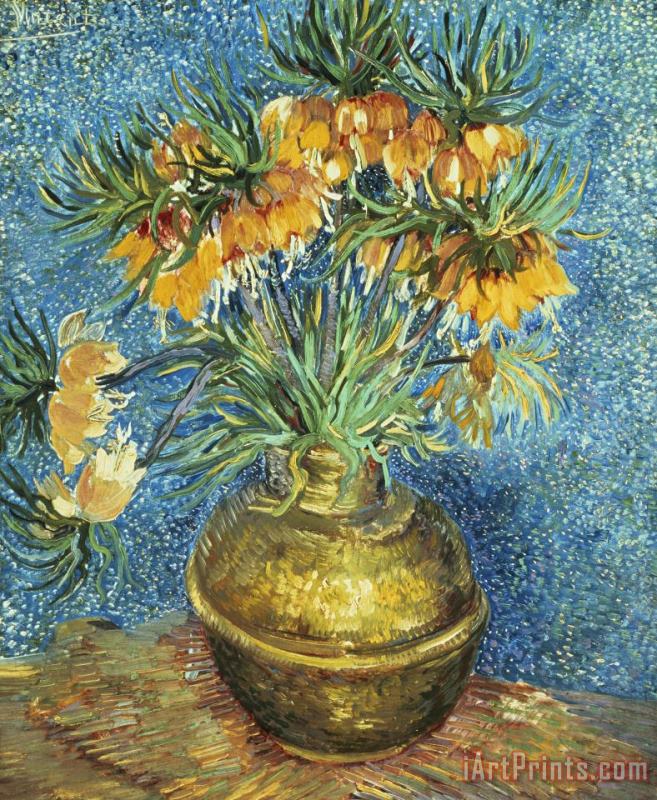 Vincent Van Gogh Crown Imperial Fritillaries in a Copper Vase Art Print