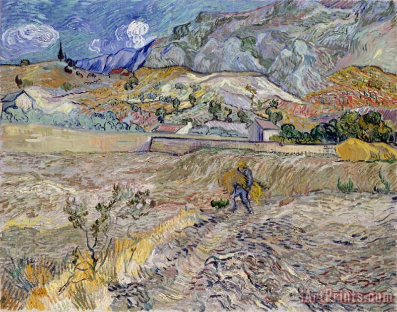 Landscape at Saint-Remy painting - Vincent Van Gogh Landscape at Saint-Remy Art Print
