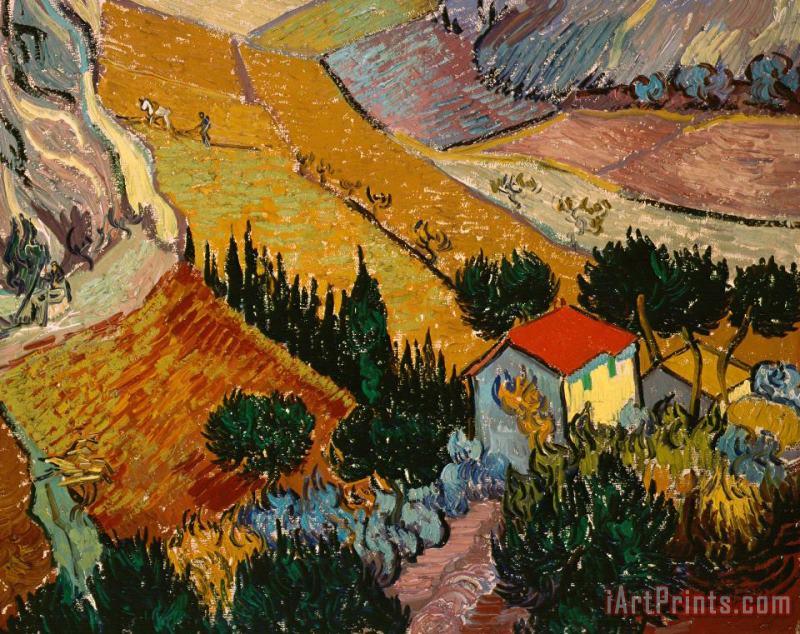 Landscape with House and Ploughman painting - Vincent Van Gogh Landscape with House and Ploughman Art Print