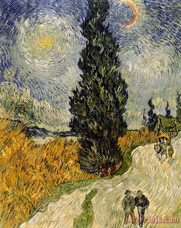 Vincent Van Gogh Road with Cypresses Art Painting