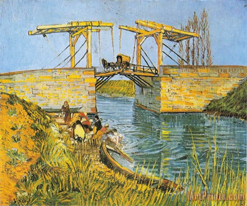 The Bridge of Langlois at Arles with Laundresses painting - Vincent van Gogh The Bridge of Langlois at Arles with Laundresses Art Print