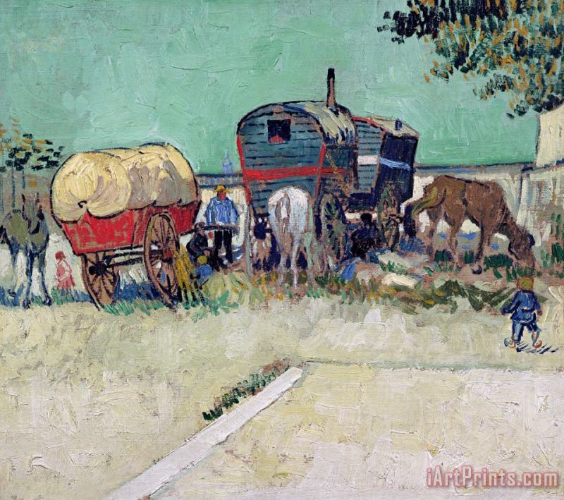 The Caravans Gypsy Encampment Near Arles painting - Vincent van Gogh The Caravans Gypsy Encampment Near Arles Art Print