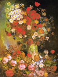 Vincent van Gogh Vase with Cornflowers And Poppies, Peonies And Chrysanthemums painting
