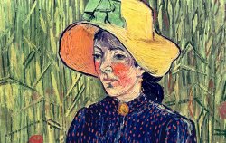 Vincent van Gogh Young Peasant Girl In A Straw Hat Sitting In Front Of A Wheatfield painting