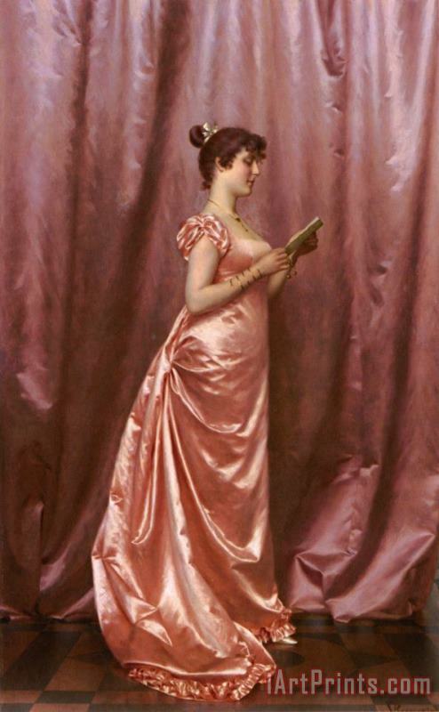 Elegant Lady in Pink painting - Vittorio Reggianini Elegant Lady in Pink Art Print