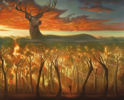 Surrealism Art for sale - Behind The Trees by Vladimir Kush