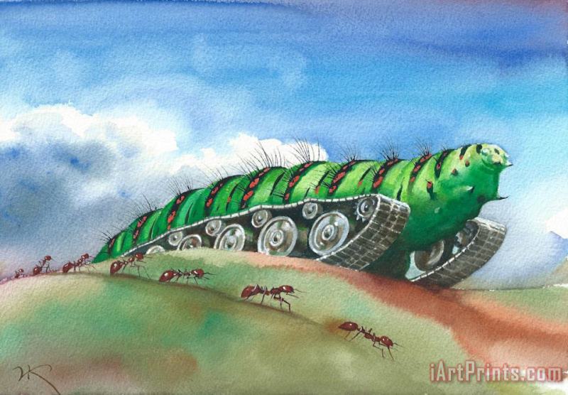Caterpillar painting - Vladimir Kush Caterpillar Art Print