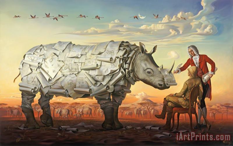 Genealogy of The White Rhino painting - Vladimir Kush Genealogy of The White Rhino Art Print