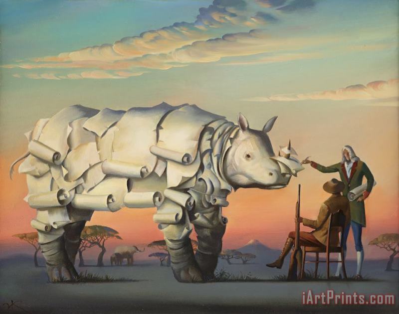 Vladimir Kush History of White Rhino Art Print
