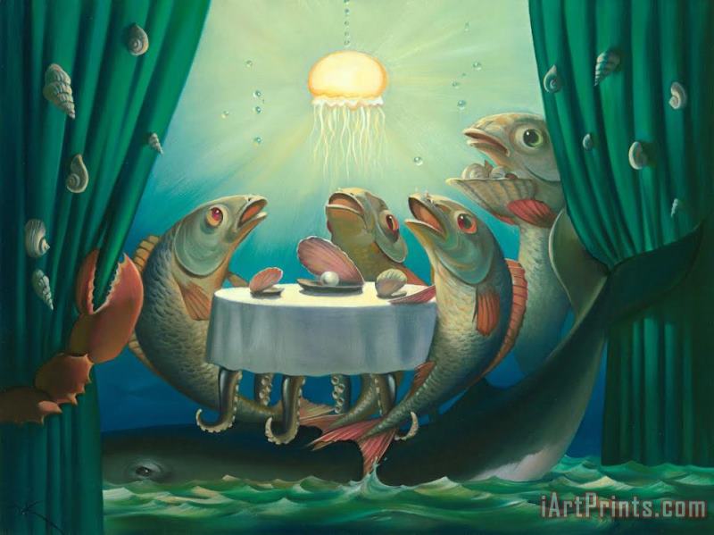 Seafood Restaurant painting - Vladimir Kush Seafood Restaurant Art Print