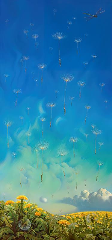 White Flowers of The Sky painting - Vladimir Kush White Flowers of The Sky Art Print