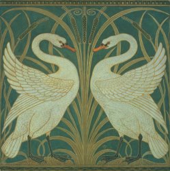 Walter Crane Wallpaper Design for panel of Swan Rush and Iris painting