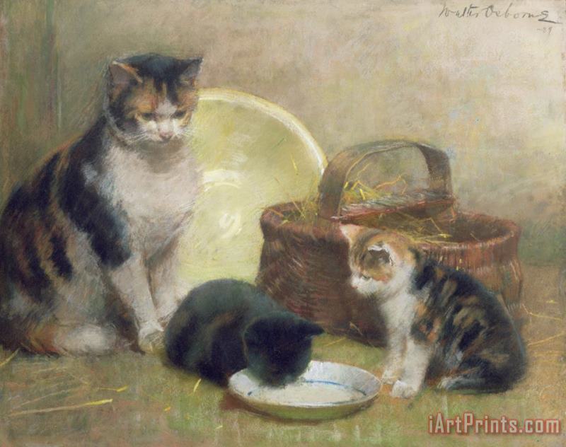 Walter Frederick Osborne Cat and Kittens Art Print