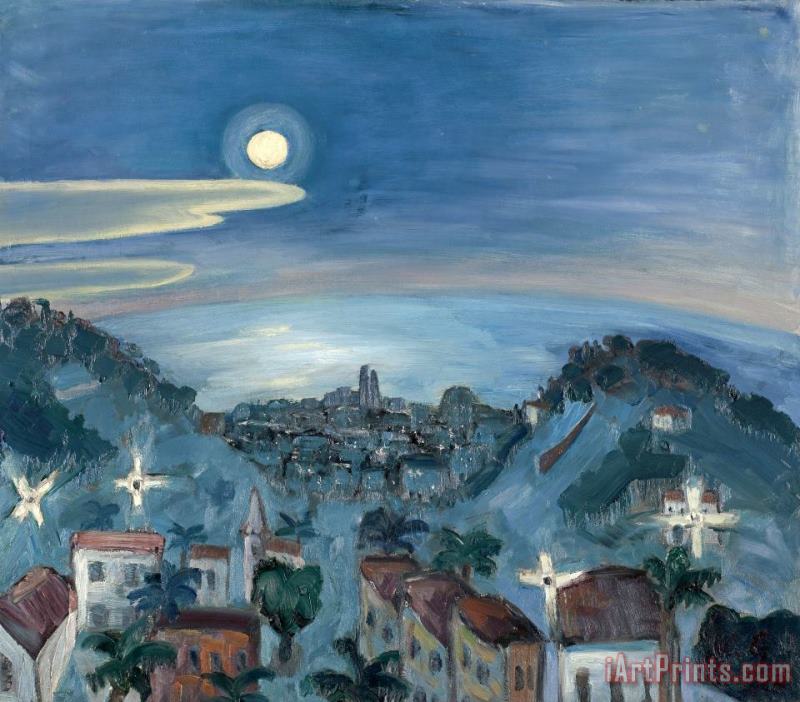Barcelona (blick Auf Nachtliche Stadt) / Barcelona (view of The City at Night) painting - Walter Gramatte Barcelona (blick Auf Nachtliche Stadt) / Barcelona (view of The City at Night) Art Print