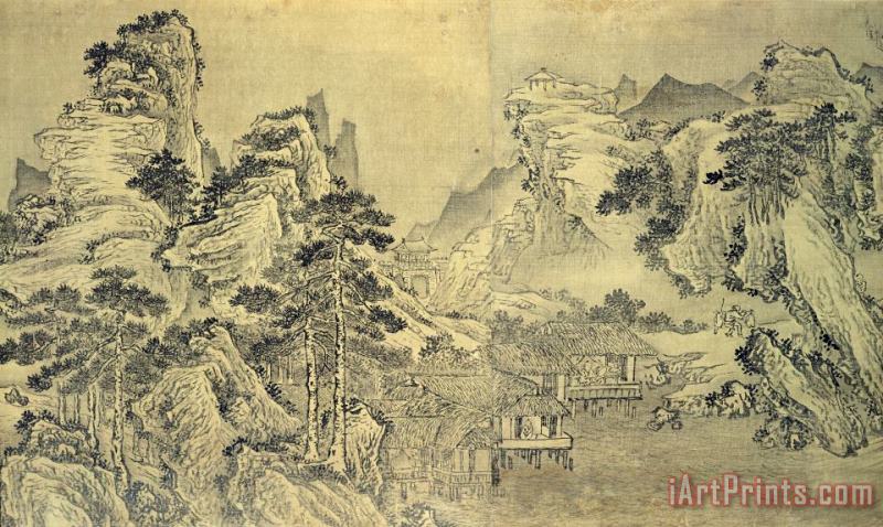 View from the Keyin Pavilion on Paradise - Baojie Mountain painting - Wang Wen View from the Keyin Pavilion on Paradise - Baojie Mountain Art Print
