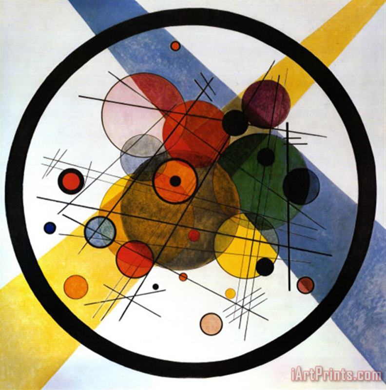 Wassily Kandinsky  CONCENTRIC CIRCLES Oil Paint   Reprint on Framed Canvas Art 