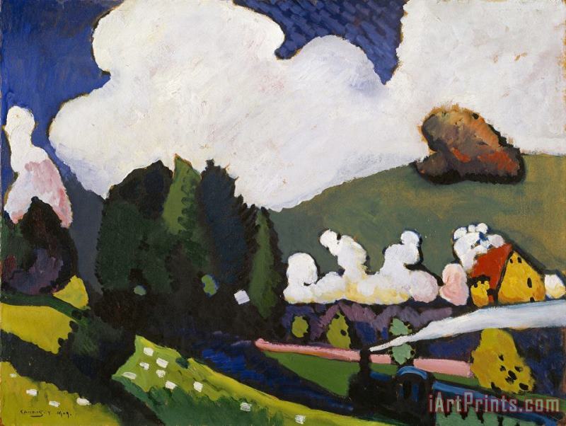 Landscape Near Murnau with a Locomotive painting - Wassily Kandinsky Landscape Near Murnau with a Locomotive Art Print