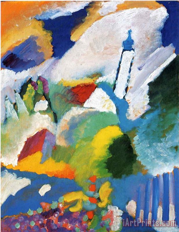 Murnau with a Church 1910 painting - Wassily Kandinsky Murnau with a Church 1910 Art Print