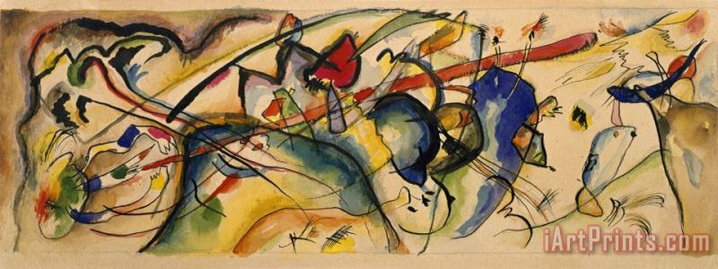 Watercolor After 'painting with White Border (moscow)' painting - Wassily Kandinsky Watercolor After 'painting with White Border (moscow)' Art Print