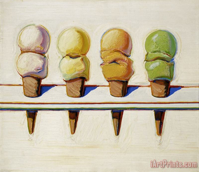 Wayne Thiebaud Four Ice Cream Cones Art Painting