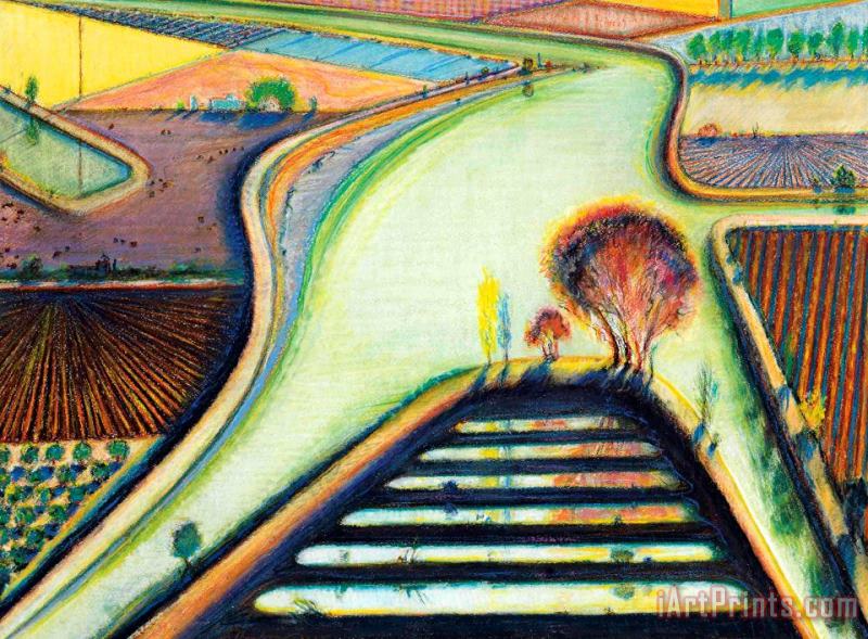 Levees And Dikes (green River Turn), 2000 painting - Wayne Thiebaud Levees And Dikes (green River Turn), 2000 Art Print